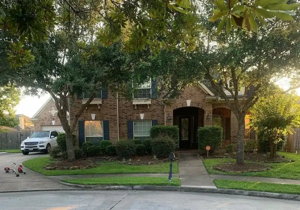 Eco friendly landscape with oak trees shade